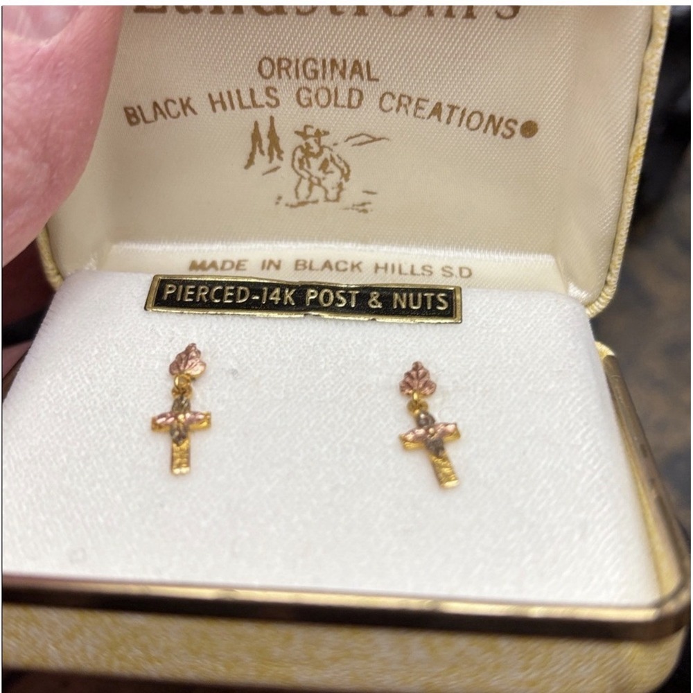 Landstroms Black Hills Gold Cross Earrings